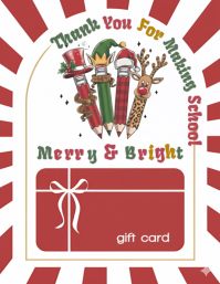 Christmas Teacher Gift Card Holder Template | Merry & Bright School Appreciation Flyer (US Letter)