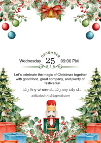 Белый Christmas Celebration Invitation A4 Template