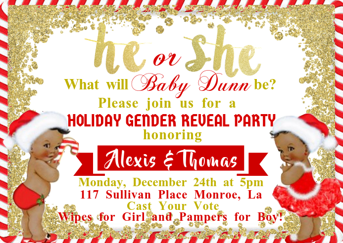 Christmas Theme Gender Reveal Template Postermywall Christmas Gender Reveal Ideas 2021