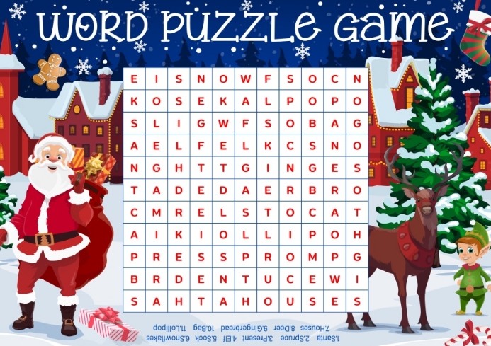 Christmas Theme Word Puzzle Game Template Postermywall Christmas Theme Word Puzzle Game Template Postermywall