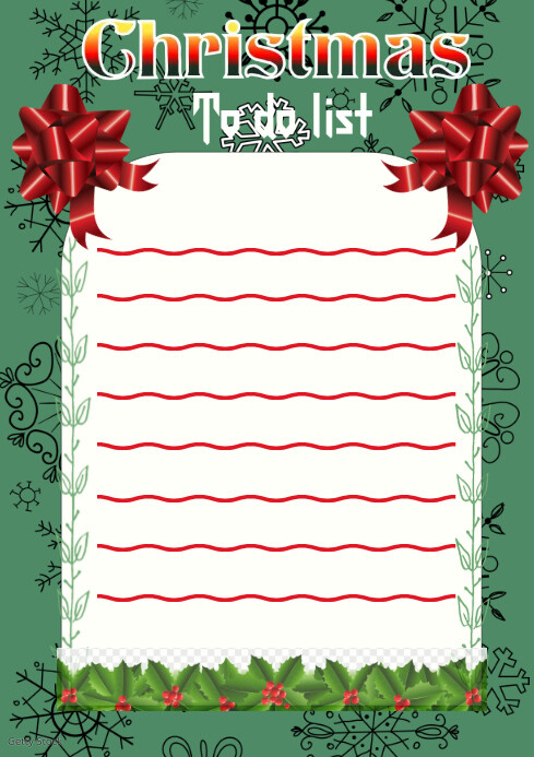 Christmas to do list template A4