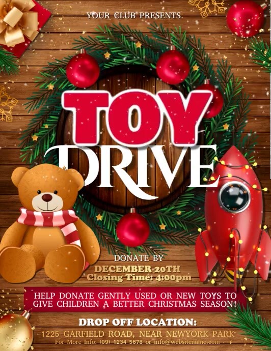 christmas toy drive, christsmas, donations Ulotka (US Letter) template