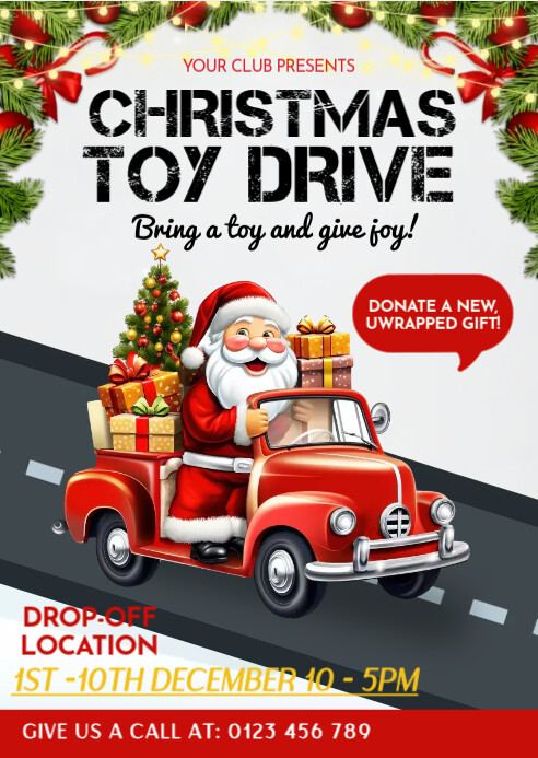 christmas toy drive,giveaway,event A6 template