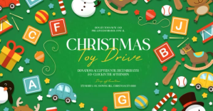 christmas toy drive charity event template Imagem partilhada do Facebook