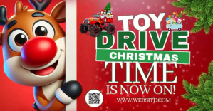 CHRISTMAS TOY DRIVE Imagem partilhada do Facebook template