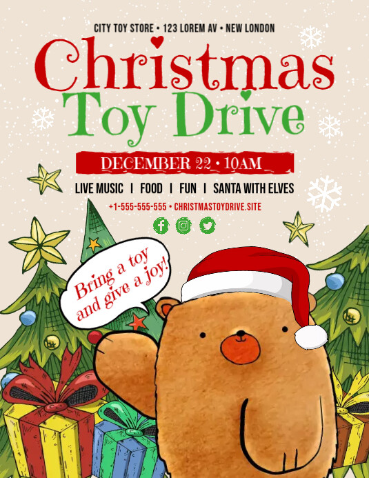 Christmas Toy Drive Flyer Template | PosterMyWall