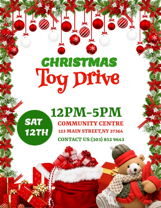Christmas toy drive flyer Template PosterMyWall