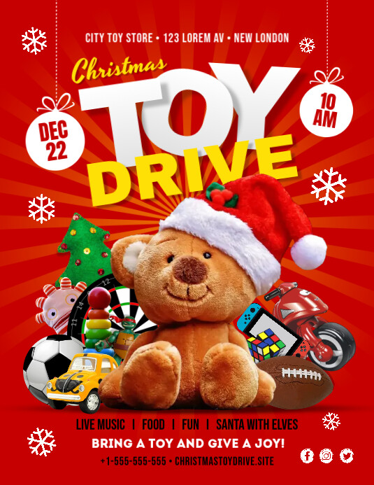 Christmas Toy Drive Flyer Template PosterMyWall
