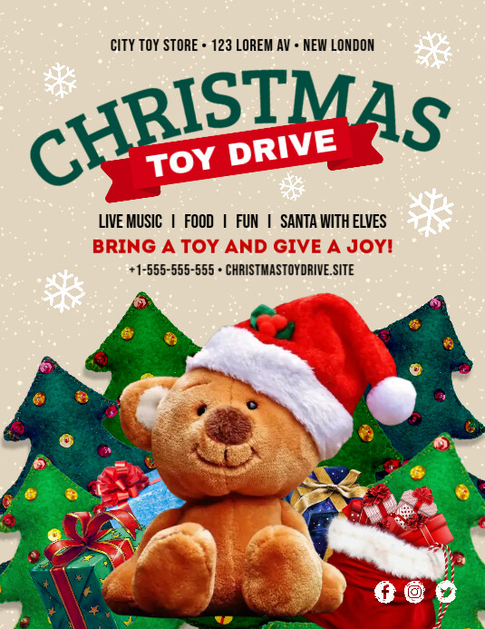 Christmas Toy Drive Flyer Template | PosterMyWall