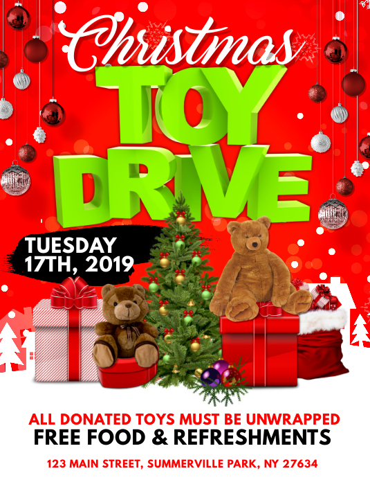 Christmas Toy Drive Flyer Template PosterMyWall