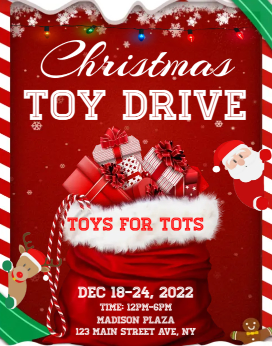 Christmas Toy Drive Flyer Template Plakat/tablica ścienna