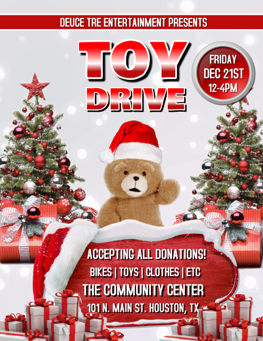 CHRISTMAS TOY DRIVE FLYER TEMPLATE PosterMyWall