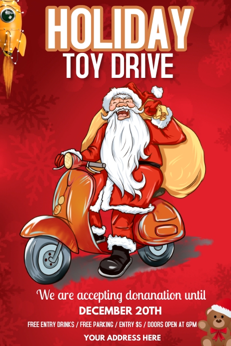 christmas toy drive poster template