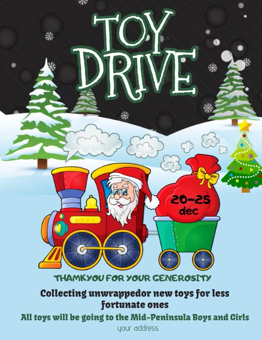 christmas toy drive poster Folder (US Letter) template