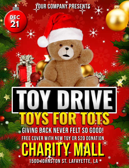 CHRISTMAS TOYS FOR TOTS DRIVE FLYER TEMPLATE | PosterMyWall CHRISTMAS TOYS FOR TOTS DRIVE FLYER TEMPLATE | PosterMyWall