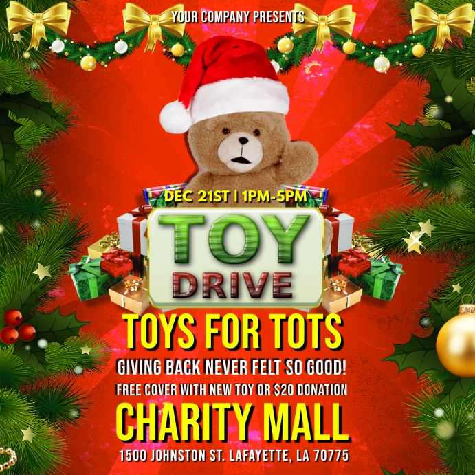 Copy of CHRISTMAS TOYS FOR TOTS DRIVE FLYER TEMPLATE | PosterMyWall