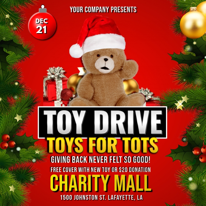 Copy of CHRISTMAS TOYS FOR TOTS DRIVE FLYER TEMPLATE PosterMyWall