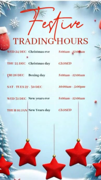 蓝绿色 Festive Trading Hours Instagram Story Template