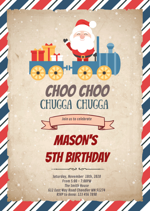Copy of Christmas train party invitation | PosterMyWall