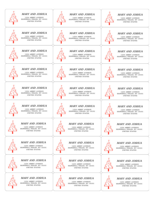Christmas Tree 30 printable address labels template (Us Letter) Iflaya (Incwadi ye-US)