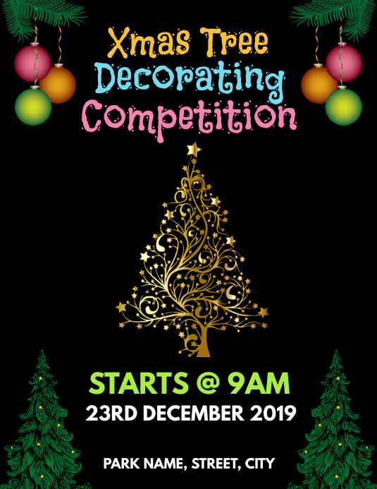Christmas tree decorating competition Template | PosterMyWall