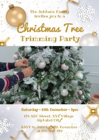 Christmas Tree Trimming Party Invitation A4 template