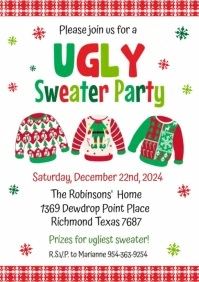 Christmas Ugly Sweater Party Invitation A5 template