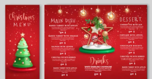 Red Christmas Upcoming Menu Facebook Event Cover Template