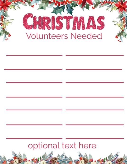 Christmas Volunteer Sign Up Sheet Template PosterMyWall
