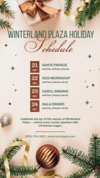 White Holiday Event Schedule Digitalanzeige Template
