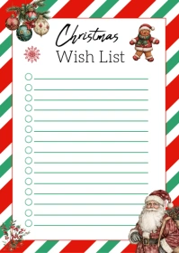 Christmas Wish List, Christmas List Template, Secret Santa Wish List Template, Christmas Gift List T A6
