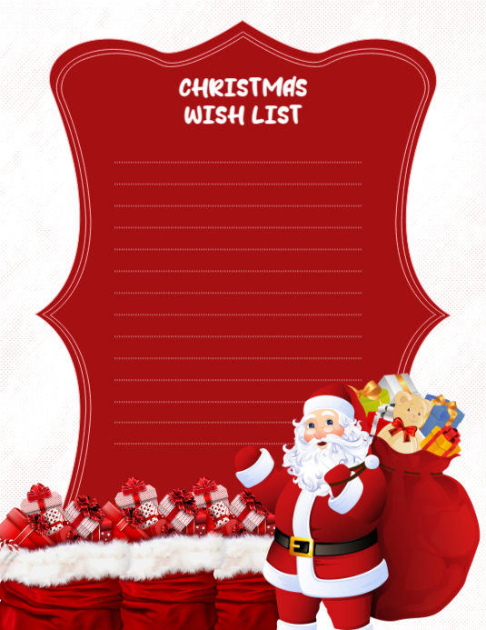 Christmas wish List Design template | Secret Santa wish list Flyer (US Letter)