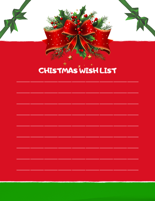 Christmas wish List Design template | Secret Santa wish list Flyer (US Letter)