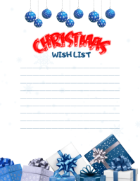 Christmas wish List Design template | Secret Santa wish list Ulotka (US Letter)