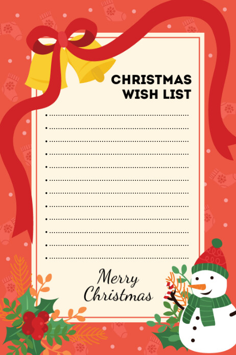 Christmas Wish List Plakkaat template