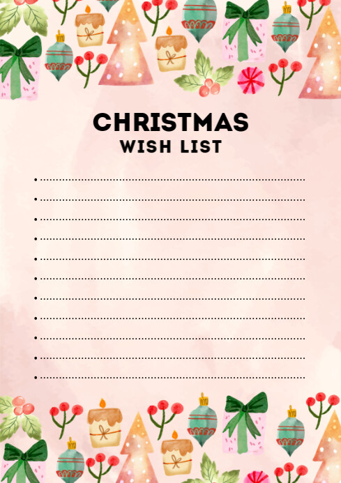 Christmas Wish List A4 template