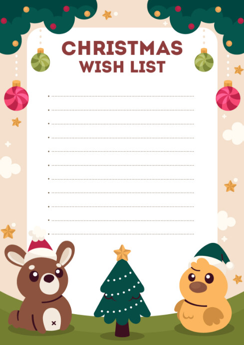 Christmas Wish List A4 template