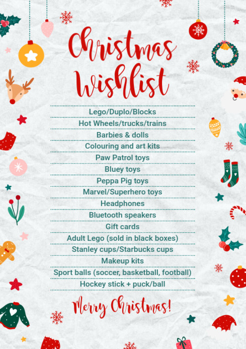 Christmas Wish List Template | PosterMyWall