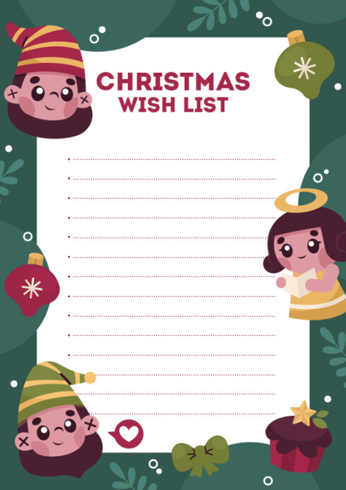 Christmas Wish List A4 template