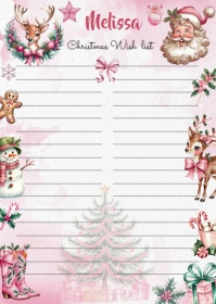 Christmas Wishlist pink A6 template
