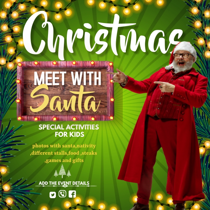 Christmas with  santa, Christmas Kwadrat (1:1) template