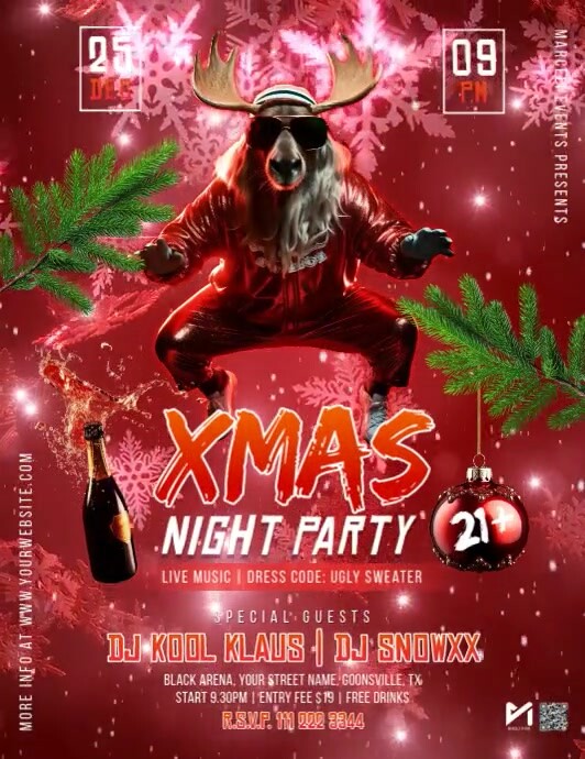 Christmas Xmas Party Flyer Ad Template PosterMyWall