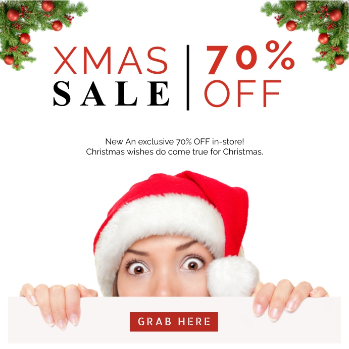Ng Christmas / Xmas Sale 70% Off Instagram Post Template | PosterMyWall
