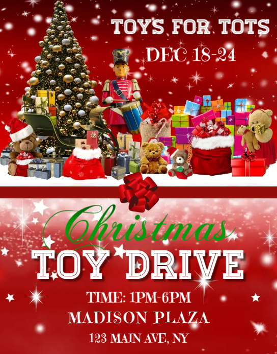 Christmmas Toy Drive Flyer Template Plakat/tablica ścienna