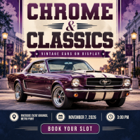 สีม่วง Vintage Car Show Instagram 帖子 Template