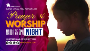 黑色 Prayer and Worship Night En-tête de blog Template