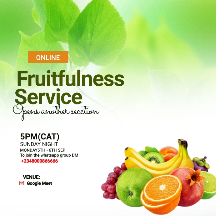 church, fruit service Wpis na Instagrama template