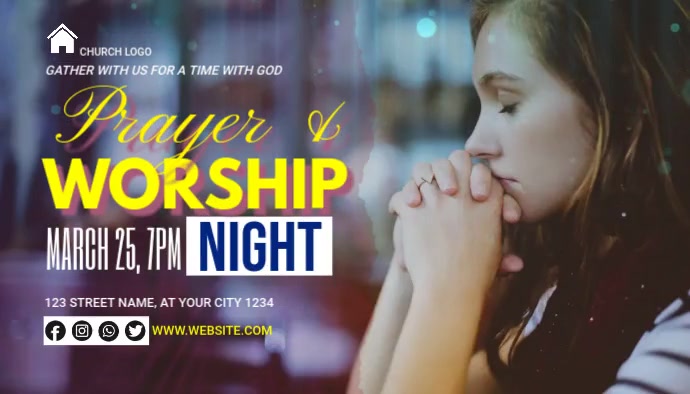 Church, prayer, worship, night Blog Header template