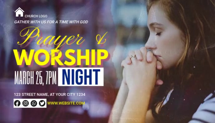 Church, prayer, worship, night Nagłowek bloga template