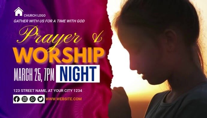 Church, prayer, worship, night Nagłowek bloga template